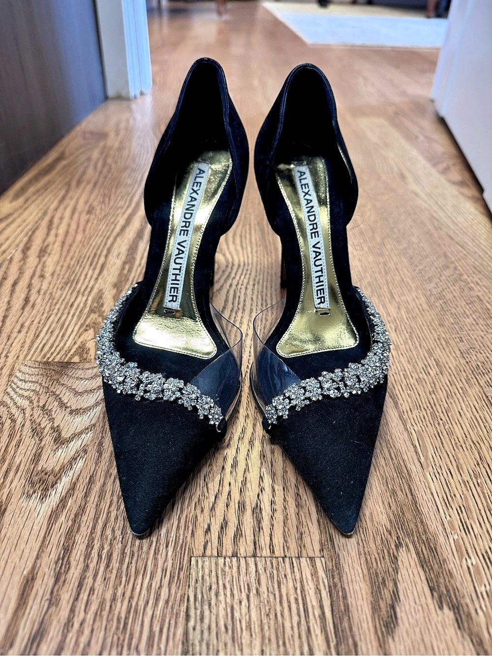 Alexandre Vauthier Ane Suede & PVC Crystal Pumps in Black